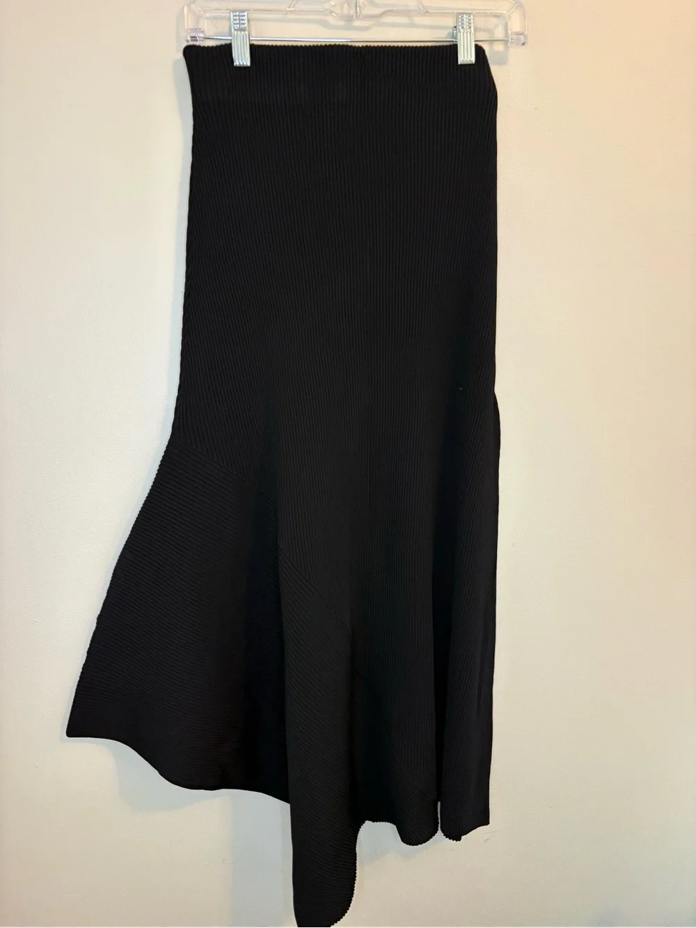 A.L.C. Black Ribbed Asymmetrical Midi Skirt NWT Size M